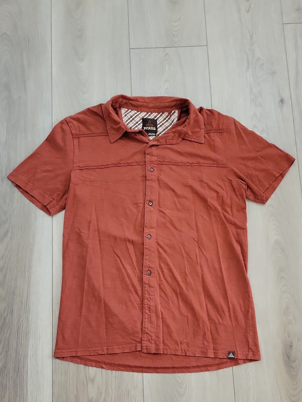 Prana Men's Short Sleeve Button-Down Shirt - Rust Orange